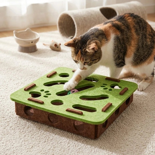 jouet chat interactif plateau vert avec chat jouant