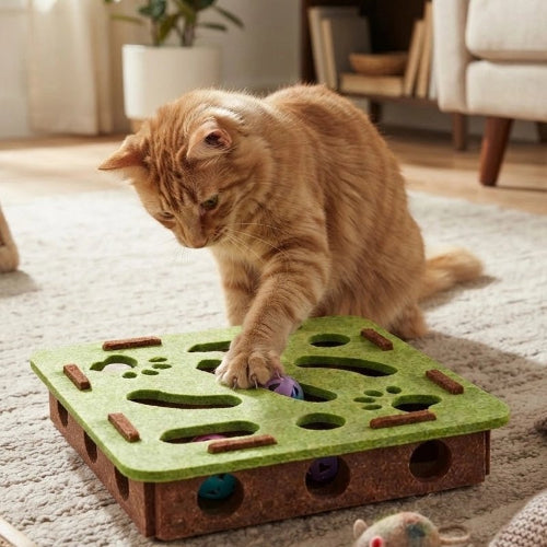 jouet chat interactif plateau vert chat jouant