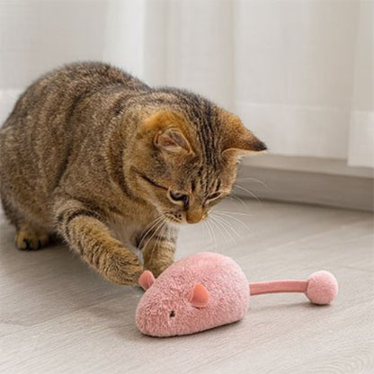 jouet chat interactif souris rose chat jouant
