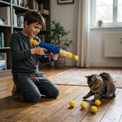jouet chat lanceur de balles maitre chat jouant