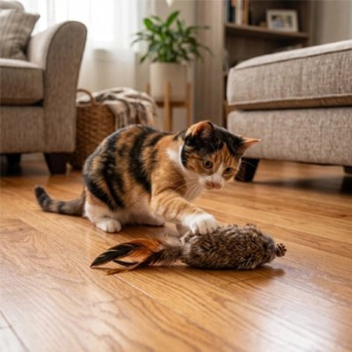 jouet chat oiseau a fourrure salon chat jouant