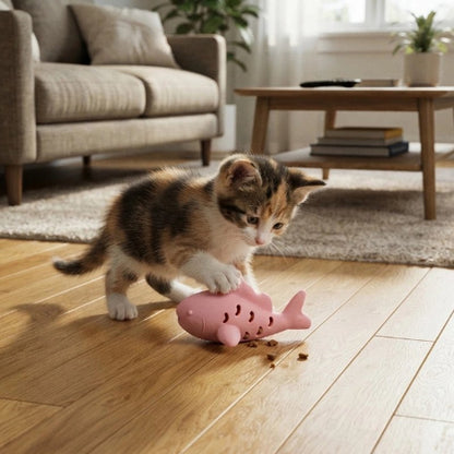 jouet chat poisson rose chaton jouant salon