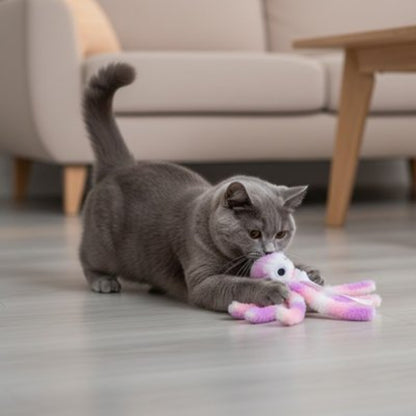 jouet chat poulpe rose et violet chat jouant salon