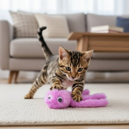 jouet chat poulpe violet chaton salon