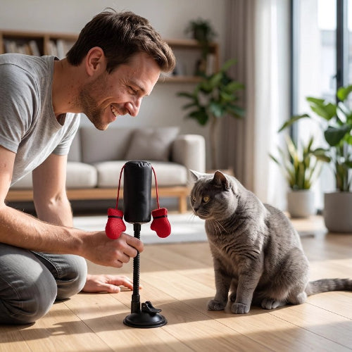 jouet chat punching ball interactif maitre avec chat