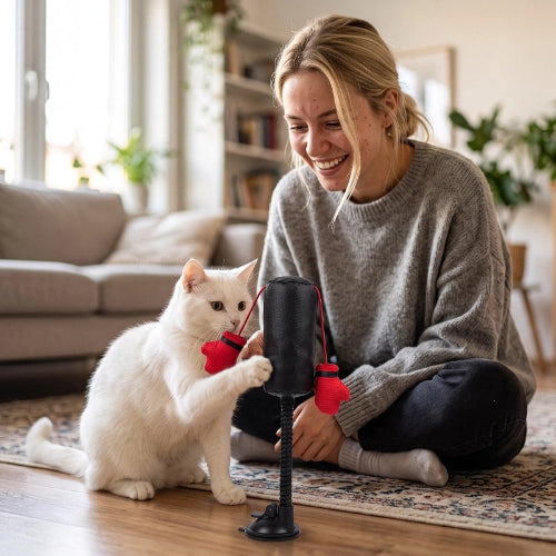 jouet chat punching ball interactif maitresse avec chat