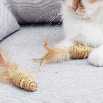 jouet chat souris en sisal avec chat
