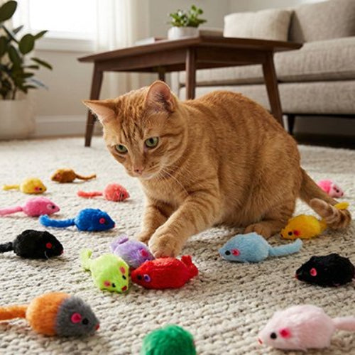 jouet chat souris multicolore chat apaise salon