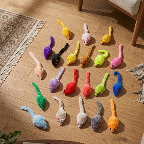 jouet chat souris multicolore salon