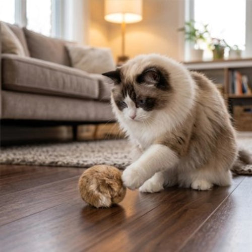 jouet pour chat balle en fourrure chat jouant salon