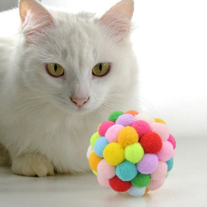 jouet pour chat balle multicolore avec chat