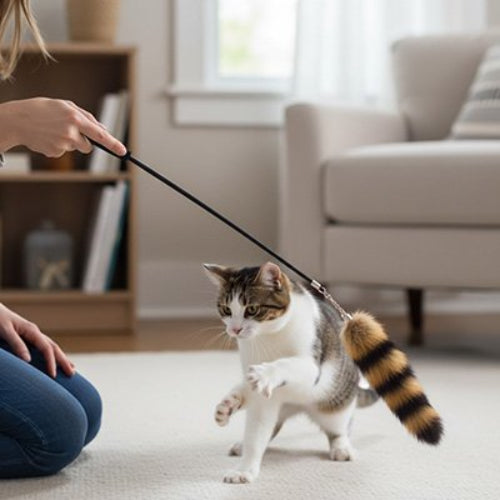 jouet pour chat canne a peche plumeau chat jouant