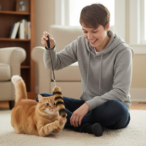 jouet pour chat canne a peche plumeau maitre salon