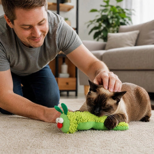 jouet pour chat chenille verte maitre chat mordant