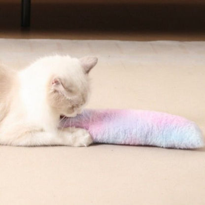 jouet pour chat cylindre en peluche violet avec chat