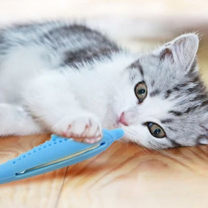 jouet pour chat dauphin bleu chat allonge