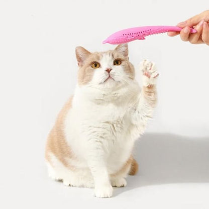 jouet pour chat dauphin rose avec chat
