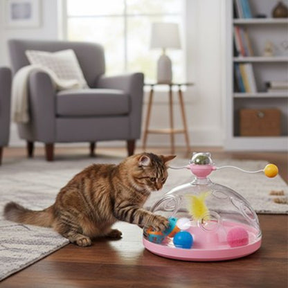 jouet pour chat dome transparent rose chat jouant salon