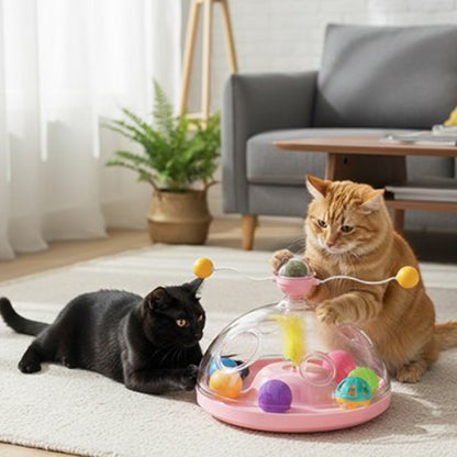 jouet pour chat dome transparent rose chats jouant salon