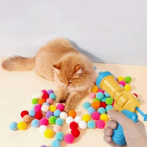 jouet pour chat lanceur pompons interactif chat jouant