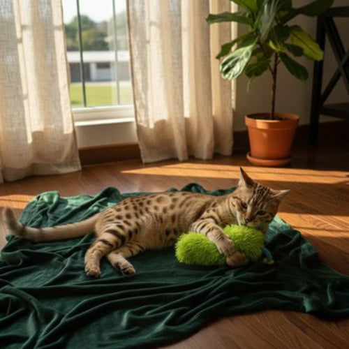 jouet pour chat oreiller interactif vert chat attrapant