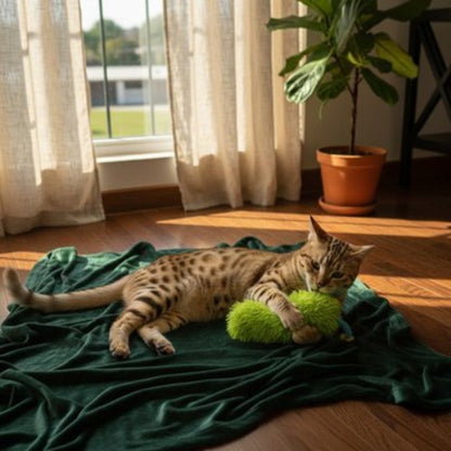 jouet pour chat oreiller interactif vert chat attrapant