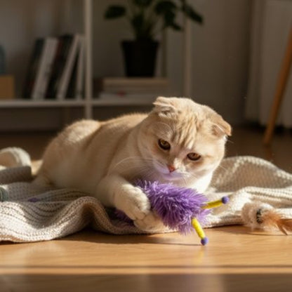 jouet pour chat oreiller interactif violet chat attrapant
