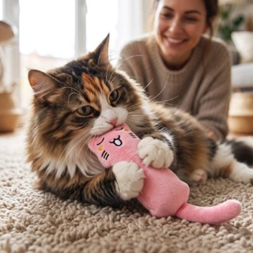 jouet pour chat peluche attractive rose maitresse chat mordant