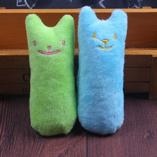 jouet pour chat peluche coloree vert bleu