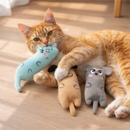 jouet pour chat peluche grise bleu marron chat allonge