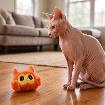 jouet pour chat peluche interactive diablotin chat assis salon
