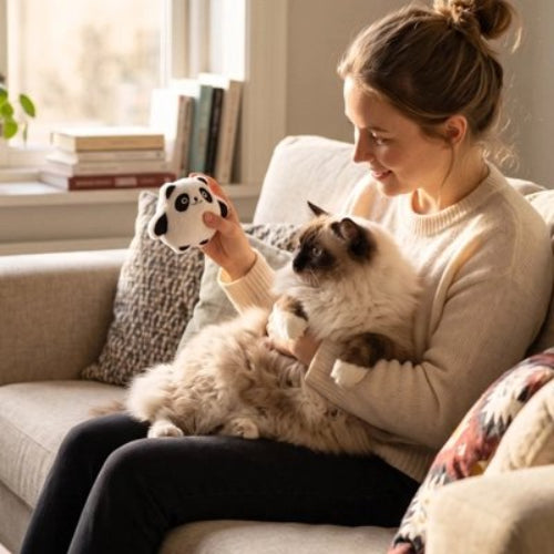jouet pour chat peluche interactive panda chat avec maitresse