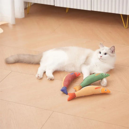 jouet pour chat poisson en peluche chat allonge
