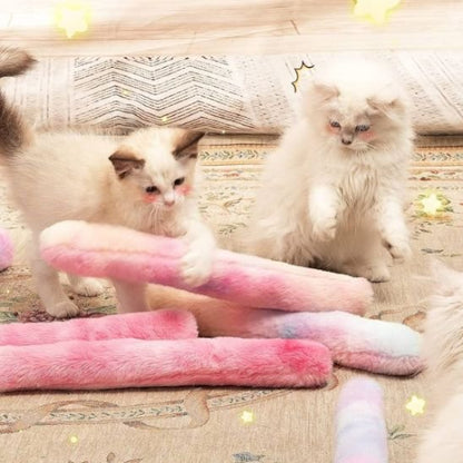 jouet pour chat rose cylindre en peluche chats jouant