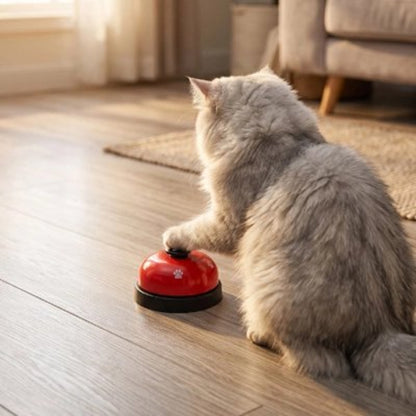 jouet pour chat sonnette interactive rouge avec chat