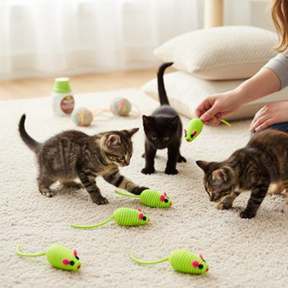 jouet pour chat souris douce verte chatons jouant