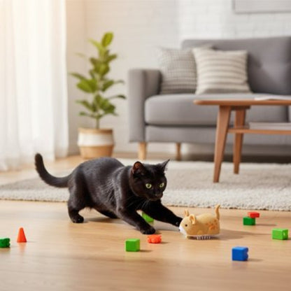 jouet pour chat souris electrique jaune chat jouant salon
