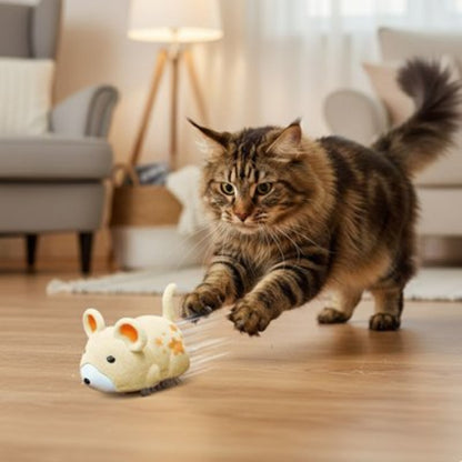 jouet pour chat souris electrique jaune chat sautant salon