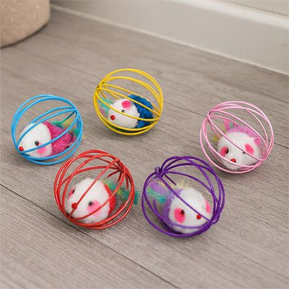 jouet pour chat souris en cage multicolore