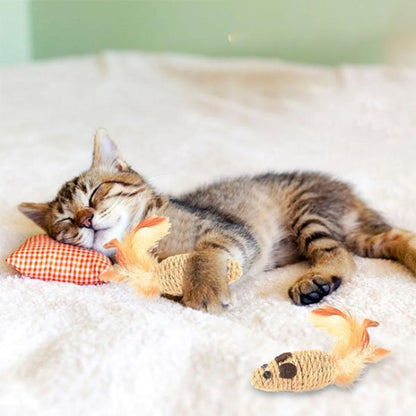 jouet pour chat souris en sisal chaton dormant