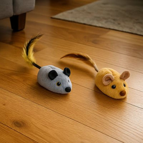 jouet pour chat souris telecommande grise jaune