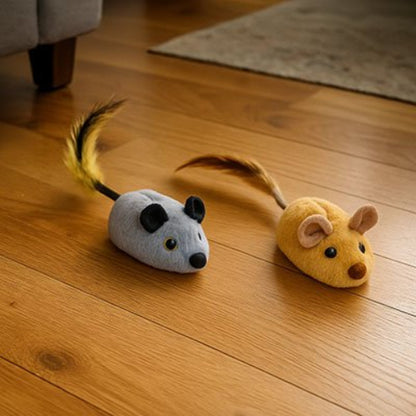 jouet pour chat souris telecommande grise jaune