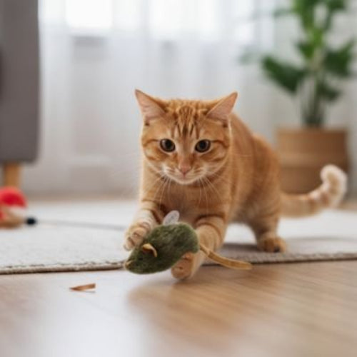 jouet pour chat souris verte en peluche chat attrapant