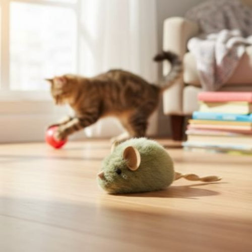 jouet pour chat souris verte en peluche chat salon