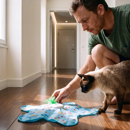 jouet pour chat tapis etoile maitre avec chat
