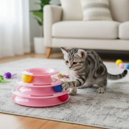jouet pour chat tour interactive rose chat jouant