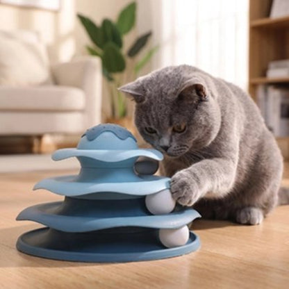 jouet pour chat tour spirale bleu chat jouant
