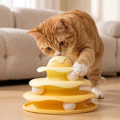 jouet pour chat tour spirale jaune chat jouant