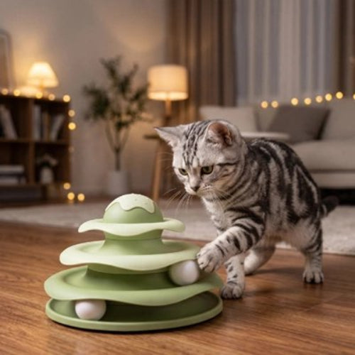 jouet pour chat tour spirale vert chat jouant salon