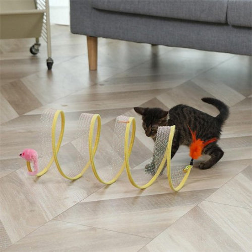 jouet pour chat tunnel en spirale avec chaton